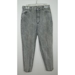 Lee Jeans Size 14‎ Petite Gray Acid Wash Mom High Waisted Straight Vintage USA